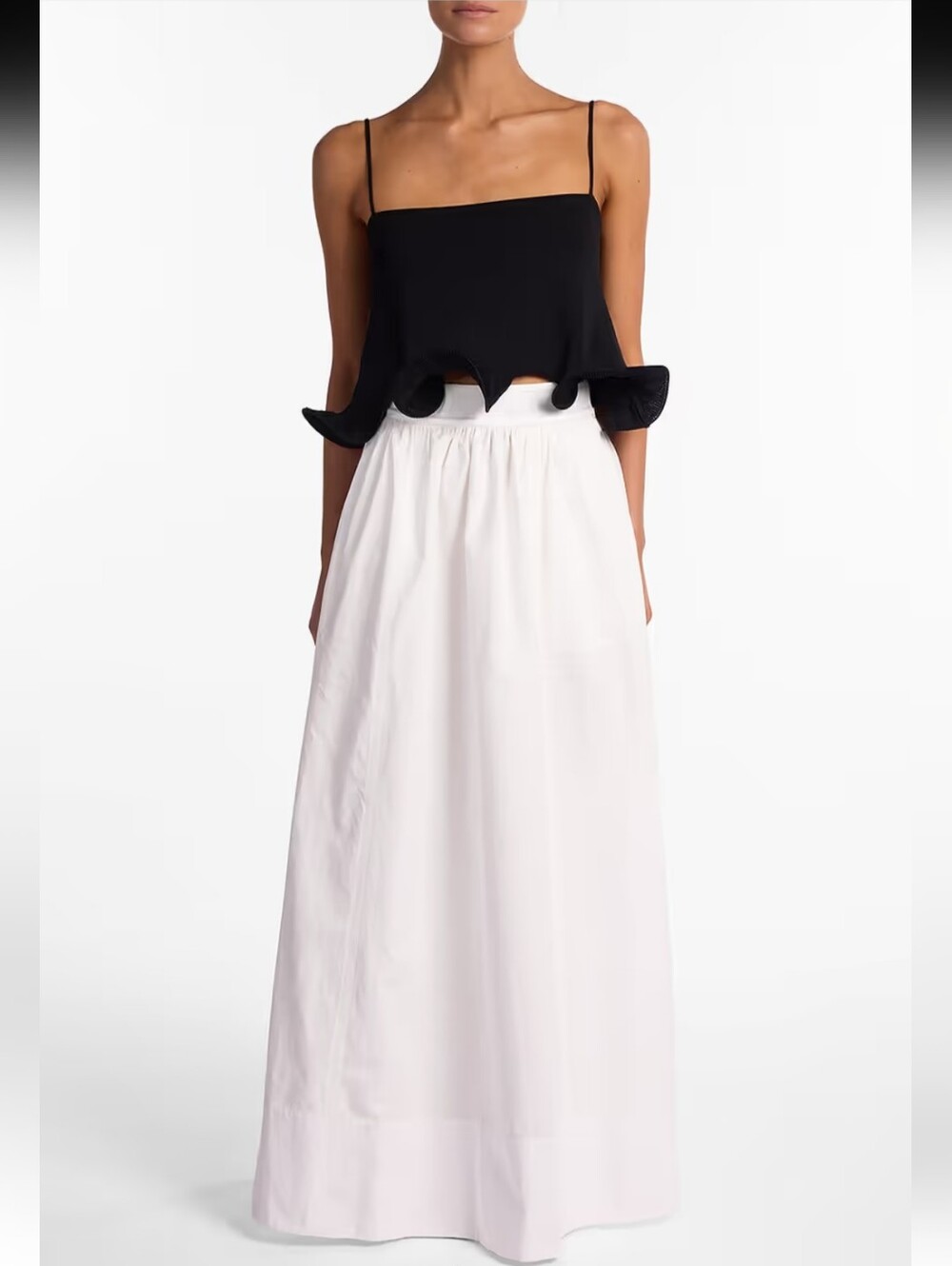 SAME Los Angeles White Poplin Maxi Skirt NWT